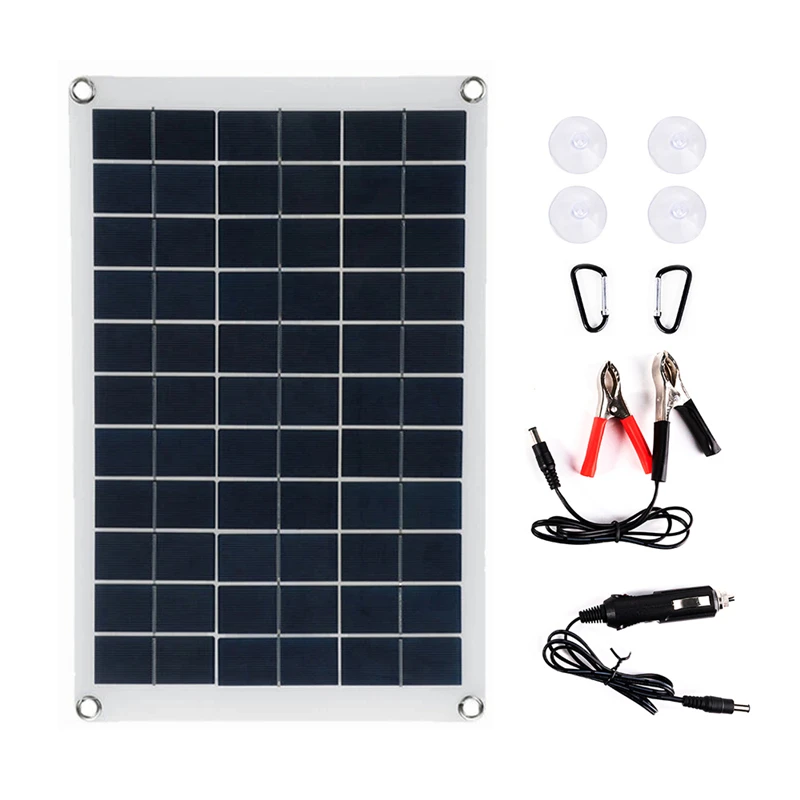 100W Solar Panel Dual USB Solar Cells 18V Solar Plate Power Bank for Moblie Phone Camping RV Car Yacht Outdoor Battery Supply