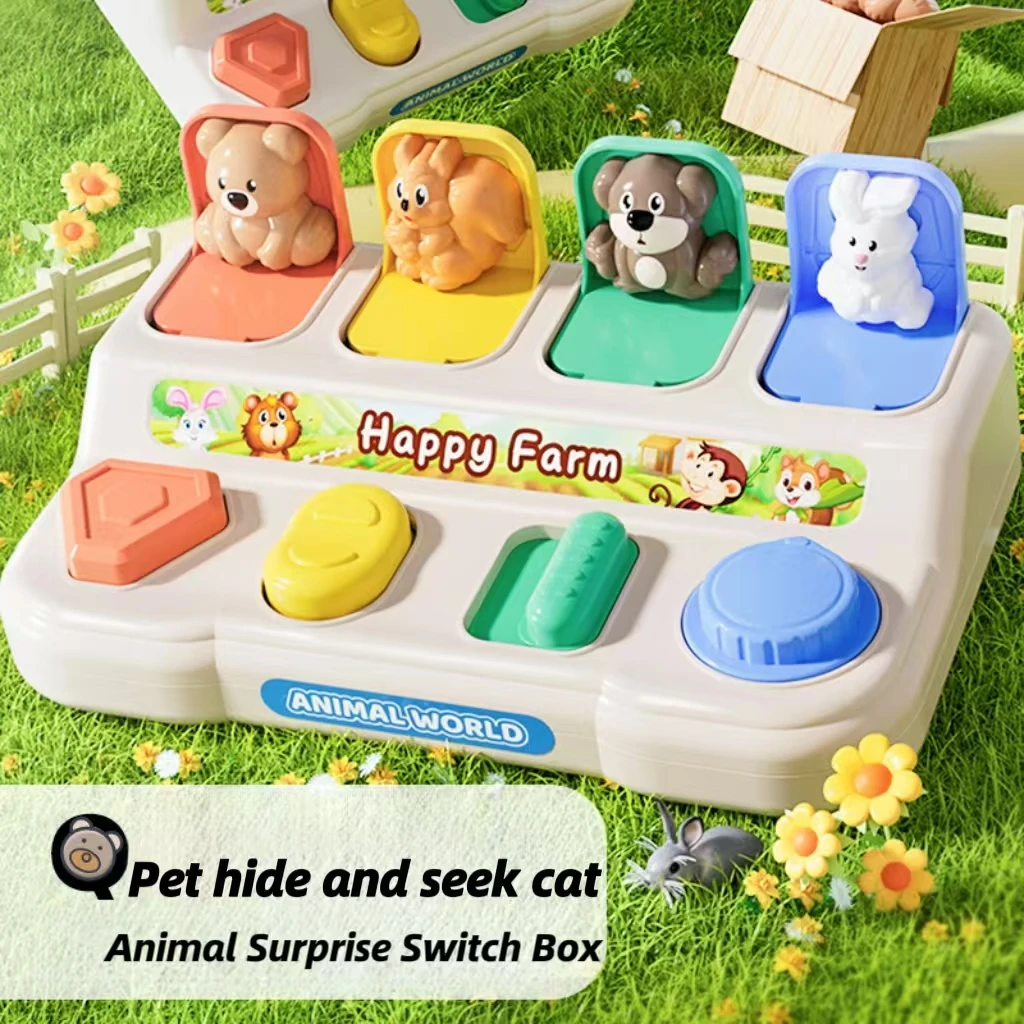 Cute animals surprise switch box puzzle enlightenment toys to develop the ability of thinking logic toys for babies