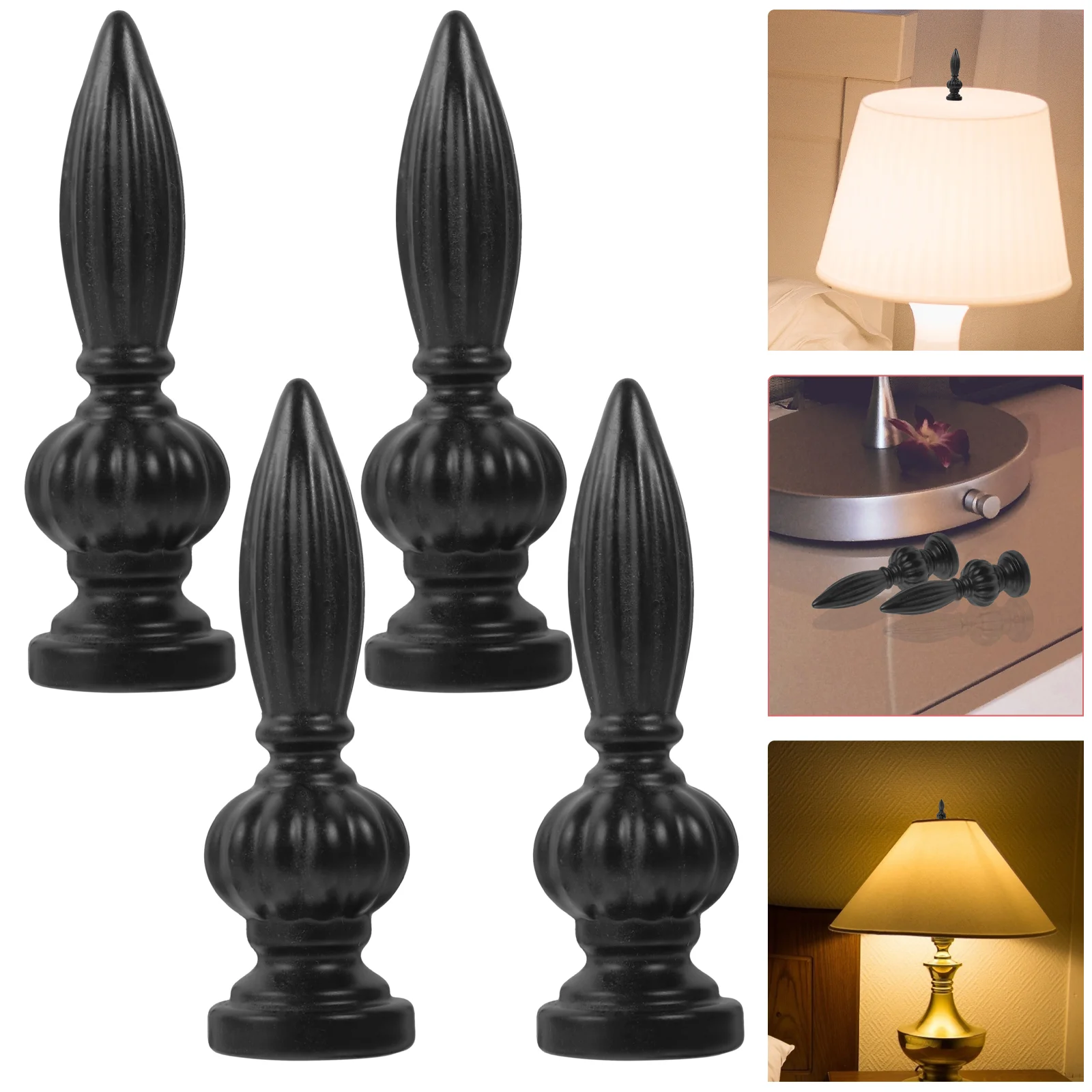 

4 Pcs Lamp Cap Lampshade Finialsation Shade Holder Harp Finial Caps Finials Tapped Chic Light Knob Lampshade Desk for Shades