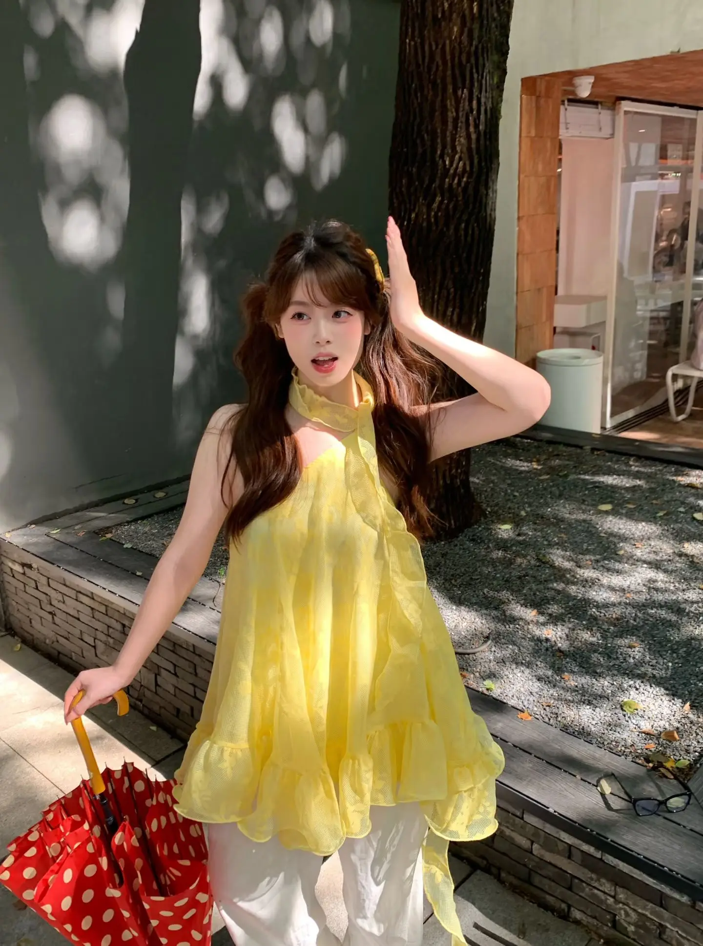 تنورة صيفية صفراء بحزام على شكل كتف دكتور للنساء لقضاء العطلات على الشاطئ والليمون الجنية ort Dr Beautiful Princ Sle High Wa... #2