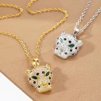 不銹鋼飾品 女士時尚豹頭項鍊 精緻百搭鎖骨鏈 復古個性動物吊墜 10 最佳銷售 豹紋項鍊 - №8