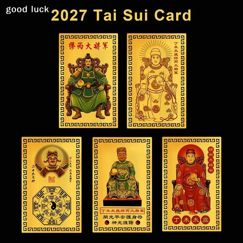 Answer2027 Tai Sui Card Feng Shui Prayer Gold Card Exorcism Protection Gift Safe Bring In Wealth And Treasure Home Decoration