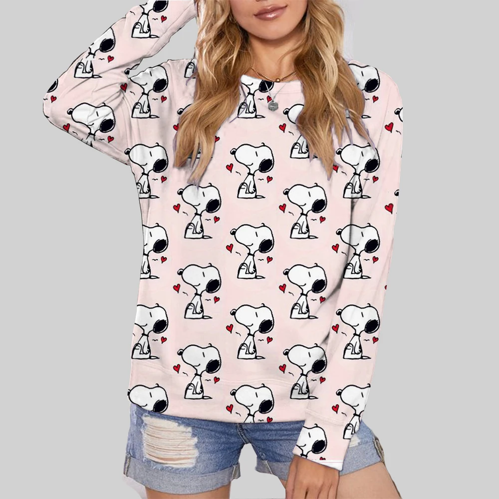 Cute Snoopy print Womens Hoodie Personality Crewneck Hoody simple Oversize Sweatshirt Fashion Casual Female Sportswear