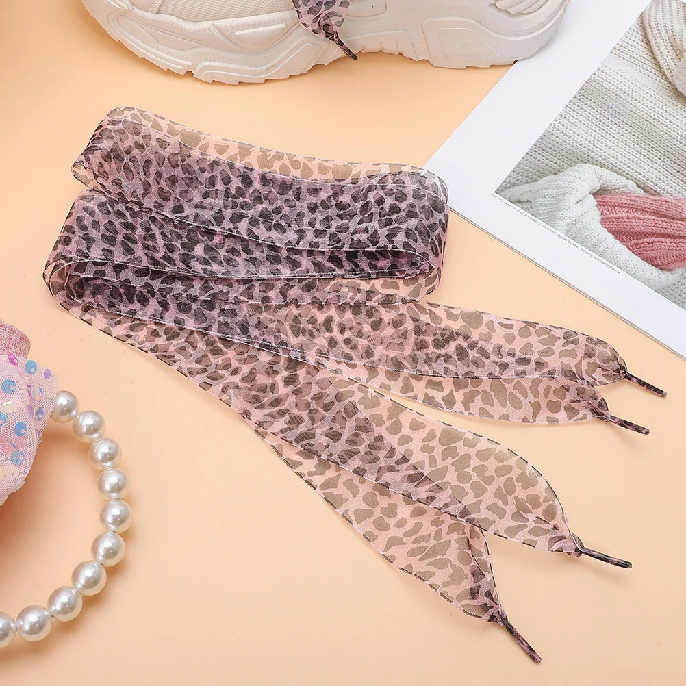 

1Pair Wide Flat Ribbon Shoelaces Cute Lace for Sneakers Girls Women Decorative Animal Print Leopard Shoe Laces