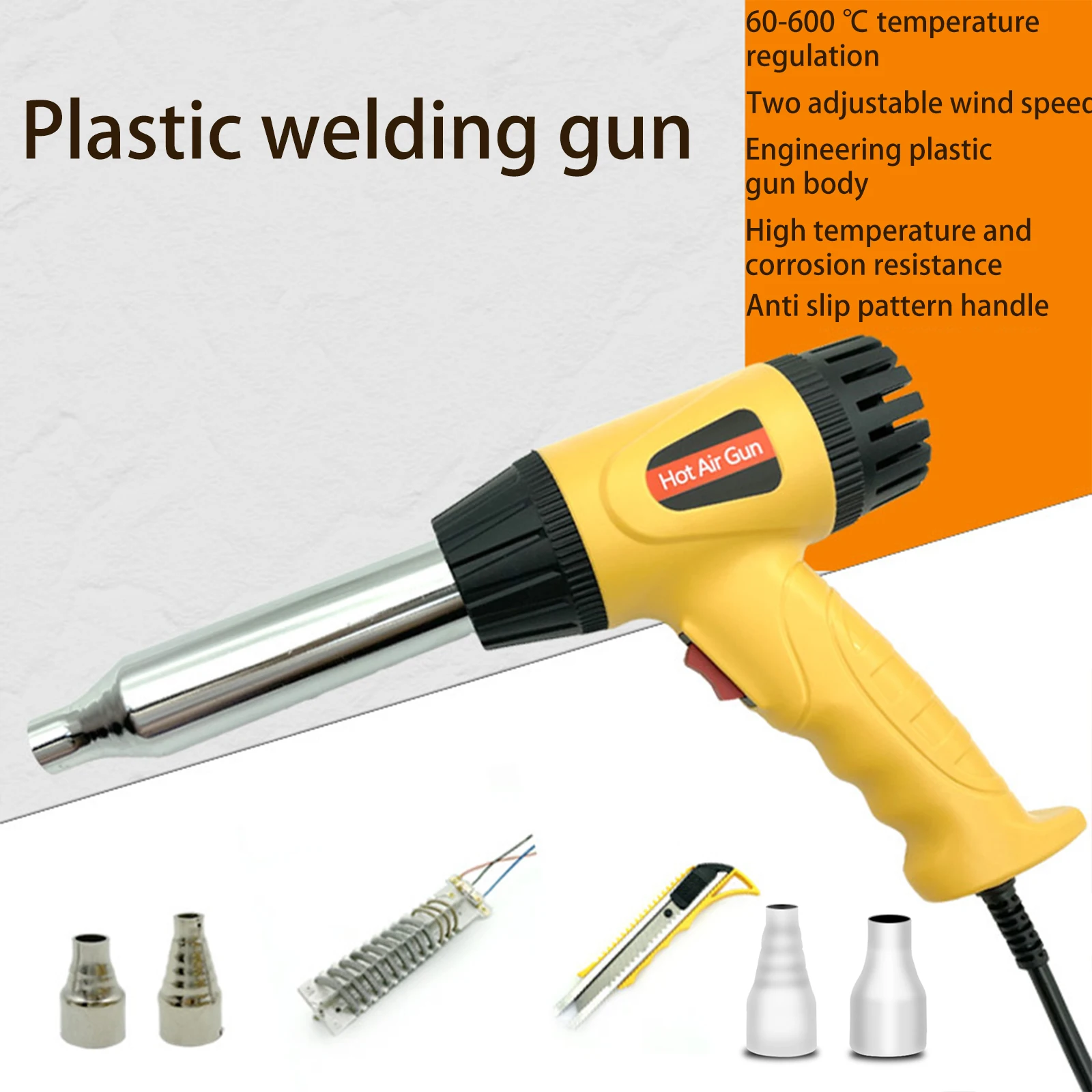 750W Electric Hot Air Gun Heat Gun Temperature Adjustable Welding Gun Auto Plastic Pipe melting Welding Repair Tool 100-600℃