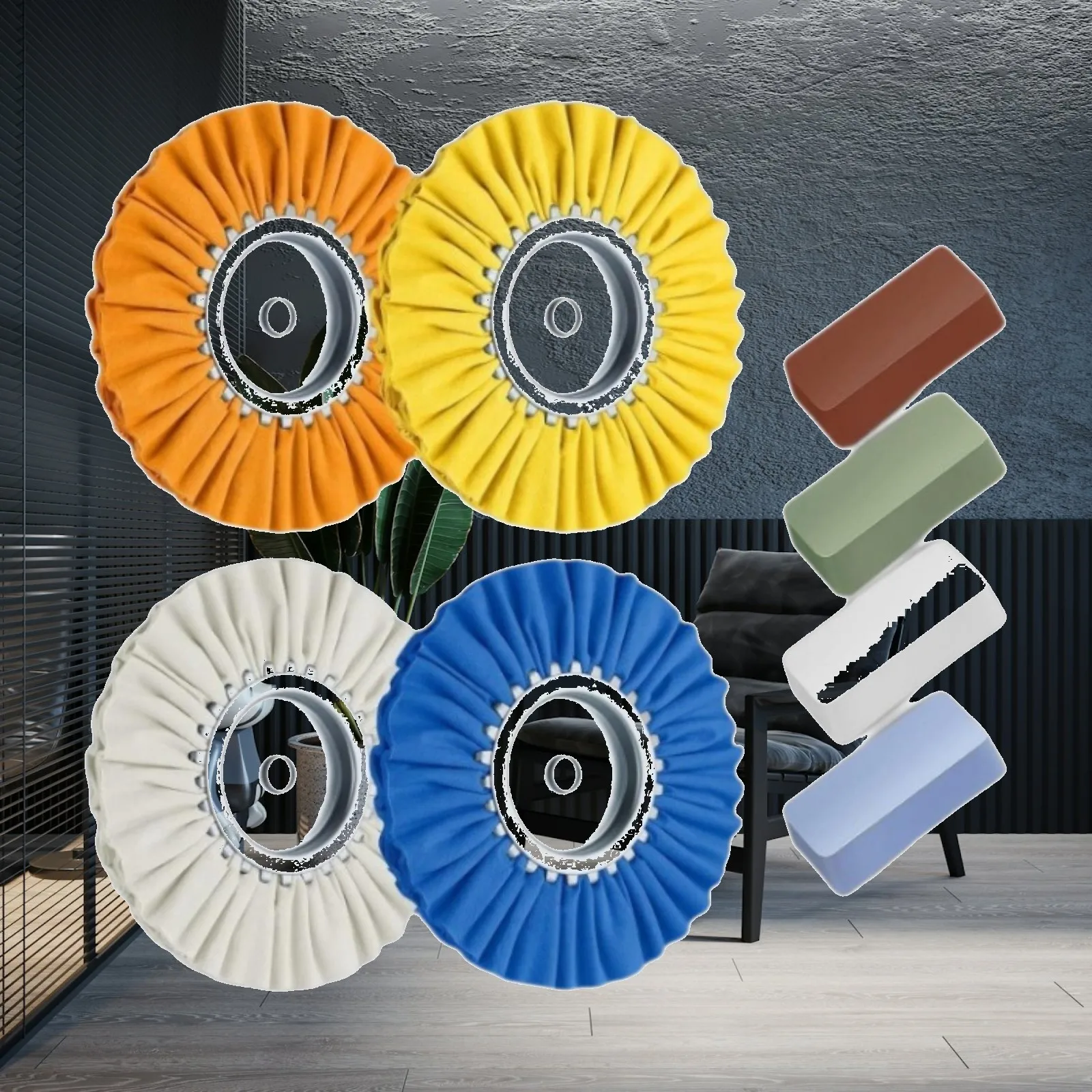 Metal Polish Buffing Wheel Kit Multifunctional 20cm Pads for Angle Grinder Car Polishing Machine Accessory