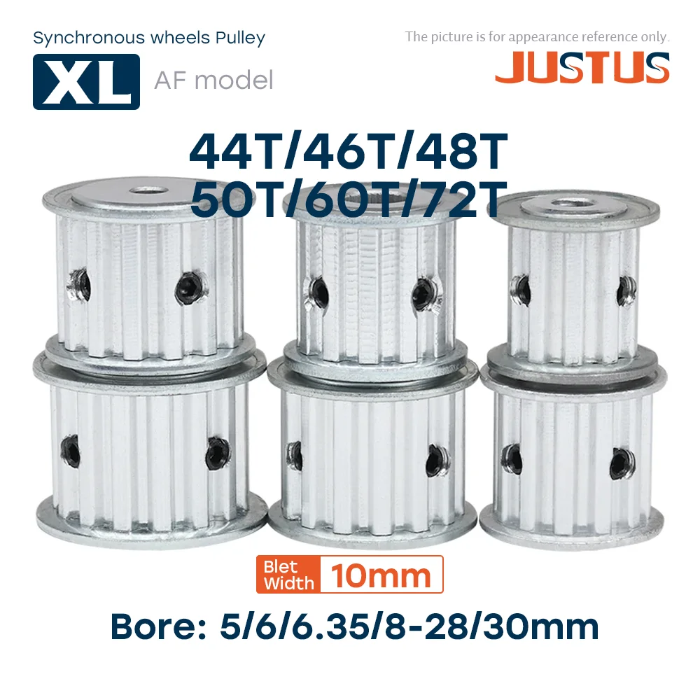 

Синхронные шкивы XL AF Type S, 44T, 46T, 48T, 50T, 60T, 72T, диаметр отверстия 10/12-30 мм, для зубчатого ремня шириной 10 мм, используются в линейных шкивах.