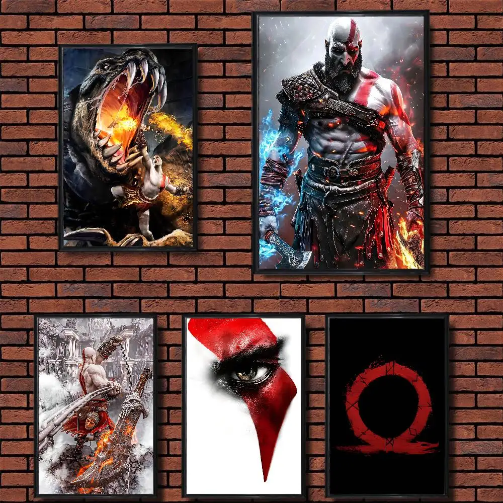 Furious Kratos game God of War  Poster HD Art Sticky Wall Waterproof Home Living Room Bedroom Bar Aesthetic Decoration
