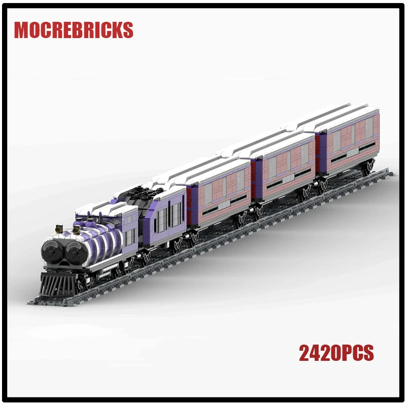 MOC New Creative Urban Building Blocks Train Model Wide Body Railz Passenger Railway Steam Locomotive DIY Bricks Toys Kids Gifts