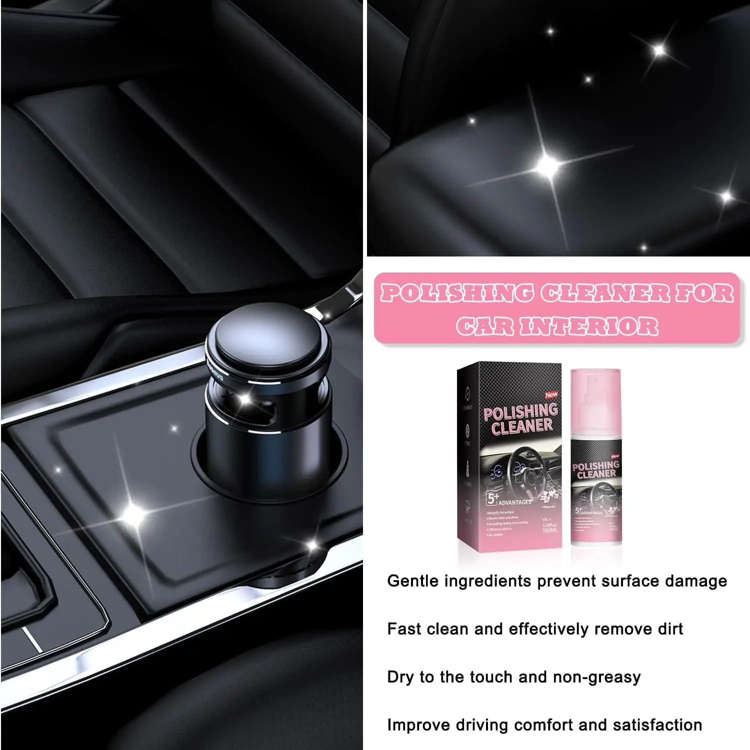 منظف السيارة الداخلي، تلميع السيارة الداخلي، منظف السيارة الداخلي 100 مل، رذاذ التفاصيل الداخلية، منظف السيارة الداخلي بالكامل