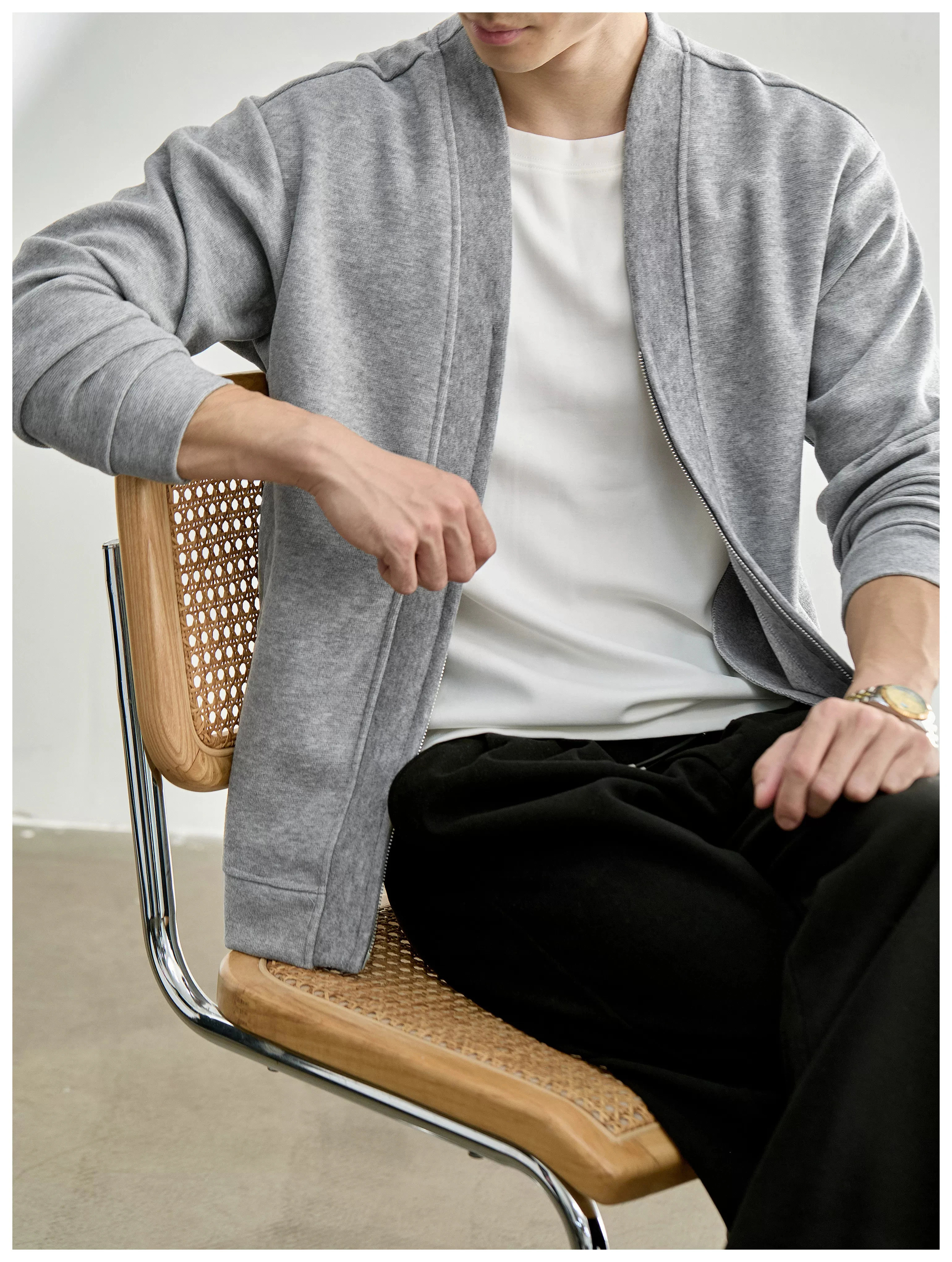 Men's Layered-Look Double-Zip Knit Cardigan — product detail 20