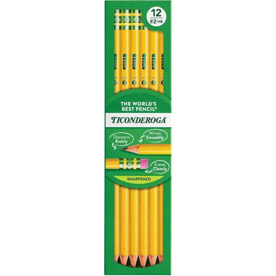 

Pre-Sharpened 2HB Pencils 12-Pack, Soft Yellow Wooden Pencils for School Students & Office Work Supplies.