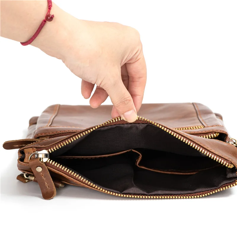 Vintage Genuine Leather Men\'s Shoulder Bag Handbag Male Crossbody Bag for Ipad Man Business Portable Tote Messenger Tablet Bag