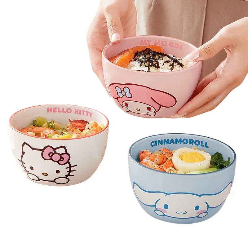 

Kawaii Sanrio Hello Kitty Large Capacity Ceramic Bowl My Melody Pink Cartoon Microwave Bowl Cinnamoroll Soup Bowl Kids Gifts