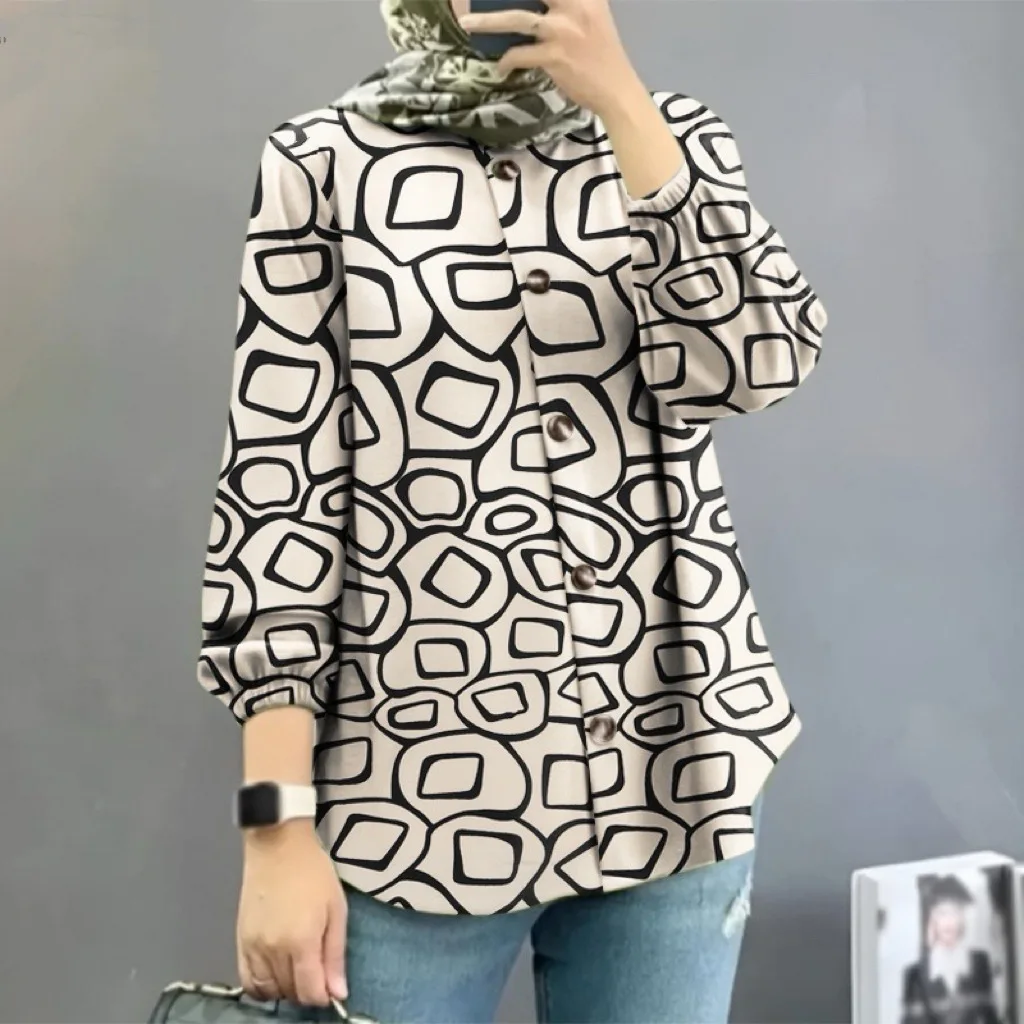 Faionable Floral Dames irt Bubble Sve Long Sve Lente Zomer Nieuwe collectie Grensoverschrijdend Midden-Oosten Maleisië