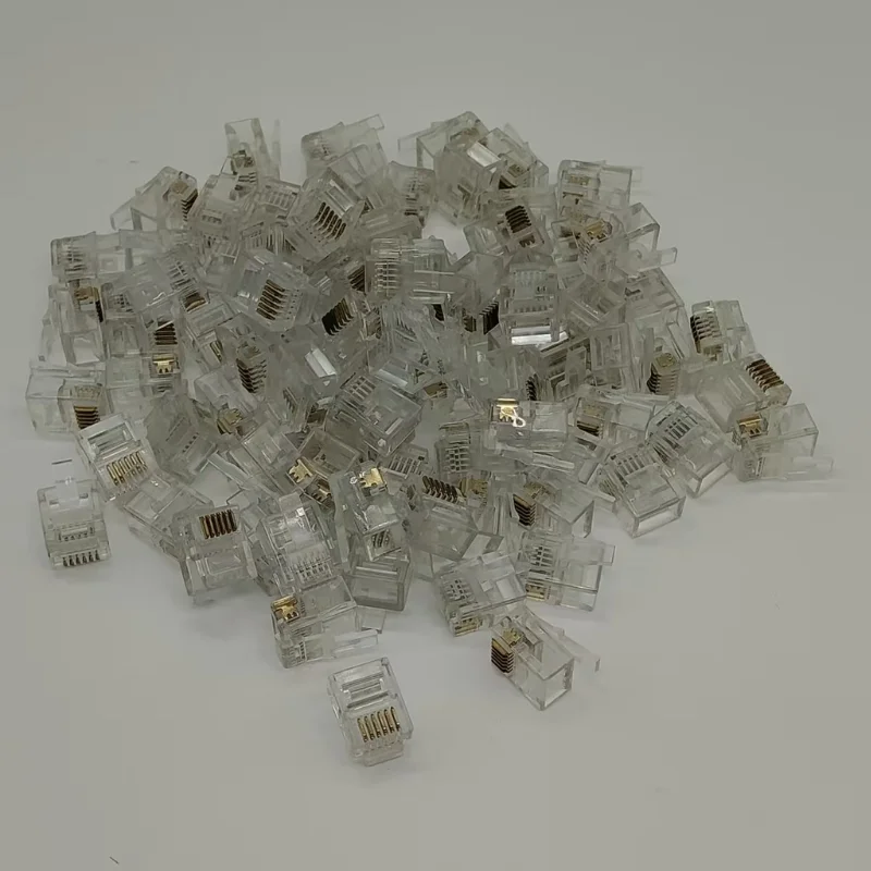 100PCS 6P6C 6P4C 6P2C Crystal Head Modular Plugs for RJ25 RJ14 RJ11 Jack Phone Cables
