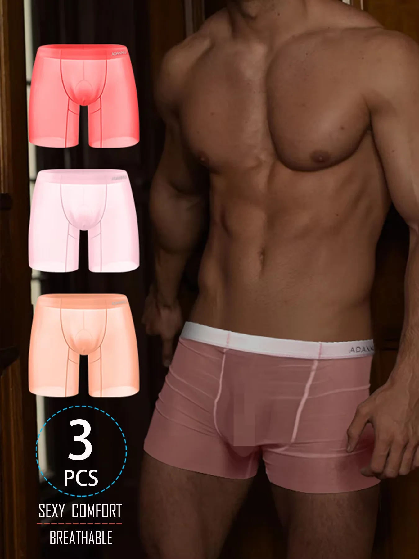AD705 Ultra-Thin Ice Silk Men's Boxer Shorts Transparent Breathable Seamless Underwear for Men Sexy Comfortable Briefs