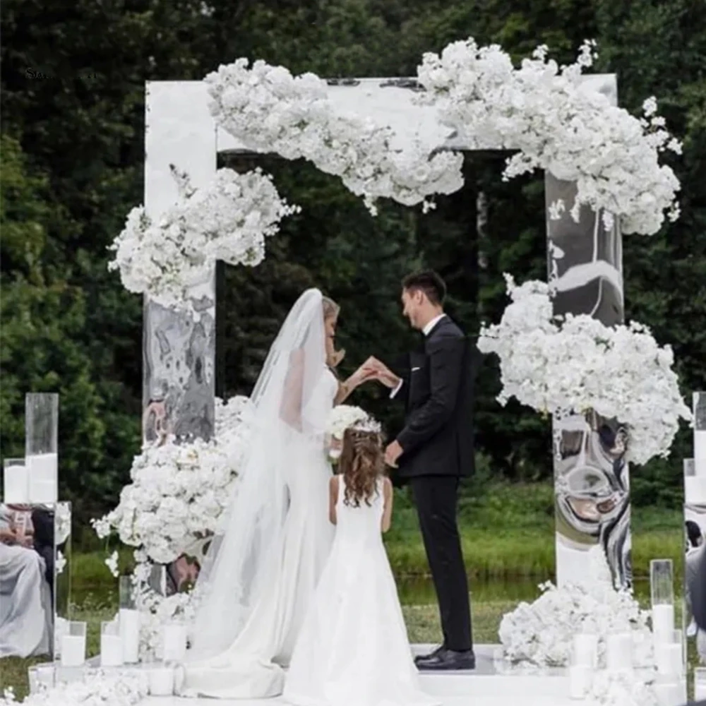 

1pcs Wedding Reception Stage Decoration sliver Stainless steel Iron Arch Backdrop for Party Events