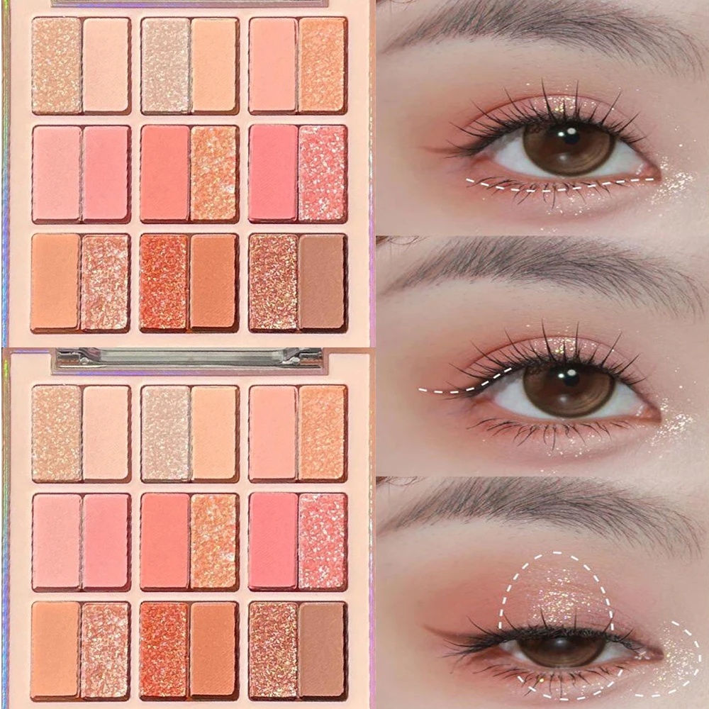 Palette de fards à barrage pailletés, 18 couleurs, poudre nacrée, délicat, facile à effacer, scintillant, nude, imperméable, look yeux, 256