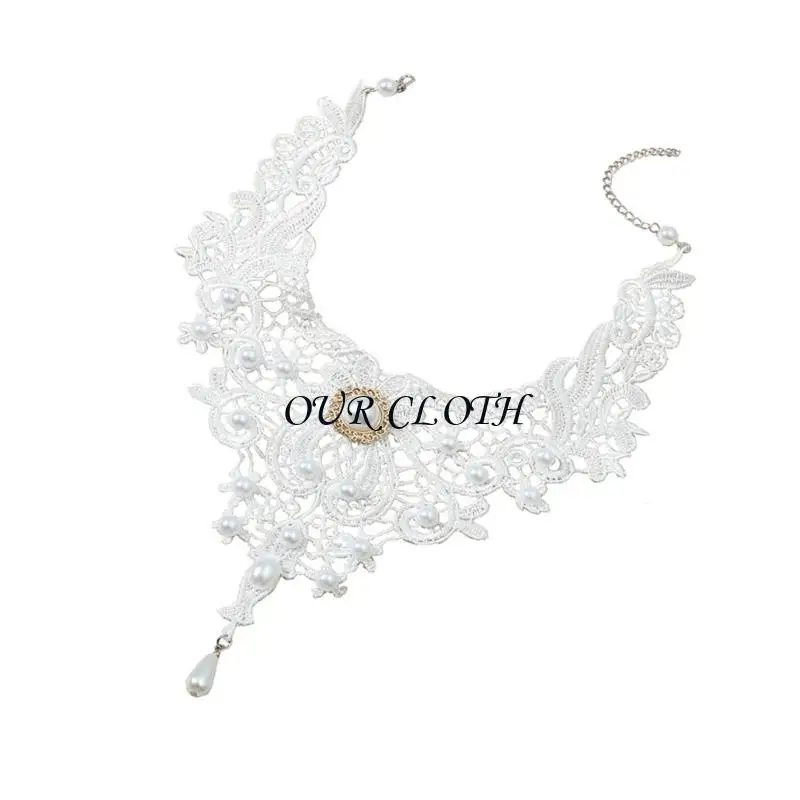 Gothic Lace Choker Naszyjnik z Crystal for Women Girls Halloween Cosplay Party Custume Vintage Gruby prezenty Choker Y1AC