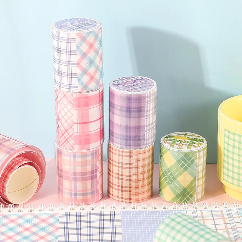 5pcs Style Lattice DIY Hand Curtain Tape & Adhesive Backing, Subpackage Grid And Paper Adhesive Maskingtape Tape 5mmx1mmx3M