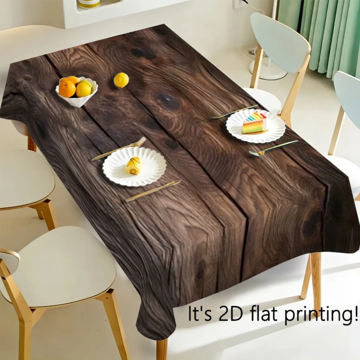 1pc Retro Wood Grain Pattern Printed Tablecloth Long Rectangular Tablecloth Coffee Table Cover Cloth Festival
