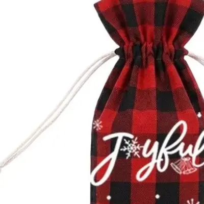 Christmas Penguin Burlap Drawstring Wine Bottle Bags Reusable Cloth Pouch For Holiday Party Table Decor For Champagne Packaging
