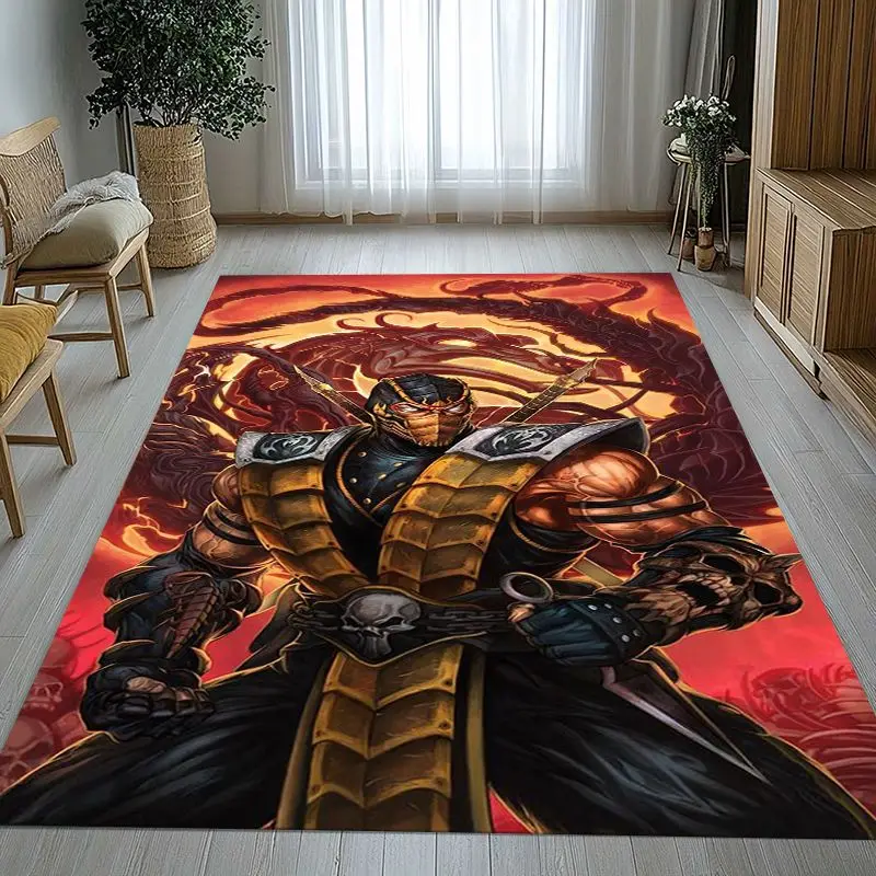 Vintage Fighter Mortal Kombat Game Movie Area Rug,Soft Non-Slip Carpet Mat for Living Room Bedroom,Sofa Floor Rug,Home Decor