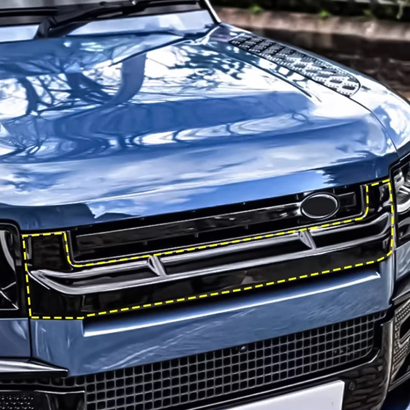 For Glossy Black for Land Rover Defender 2020-2025 Car Front Grille Decorative Frame Mid-Grid Decorative Strip Cover