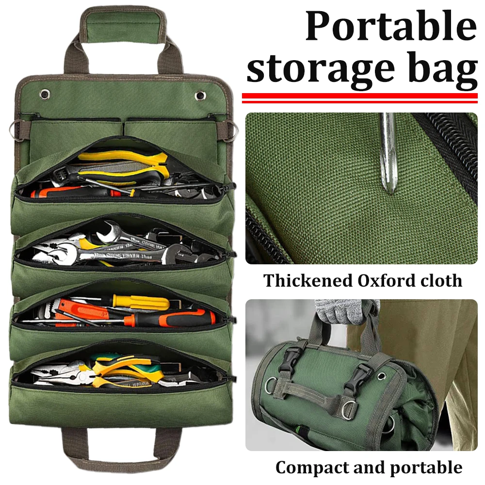 Portátil Multi-purpose Hardware Ferramenta Bag, Professional Rolo Multi-bolso, Saco De Armazenamento, Saco Impermeável, Alicate Wrench