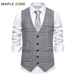 Blazer Vest Mens Gilets Elegante Colete Masculino Xadrez 2024 Vintage Mariage Homme Men's Suits Vest Waist Coat Steampunk Hombre