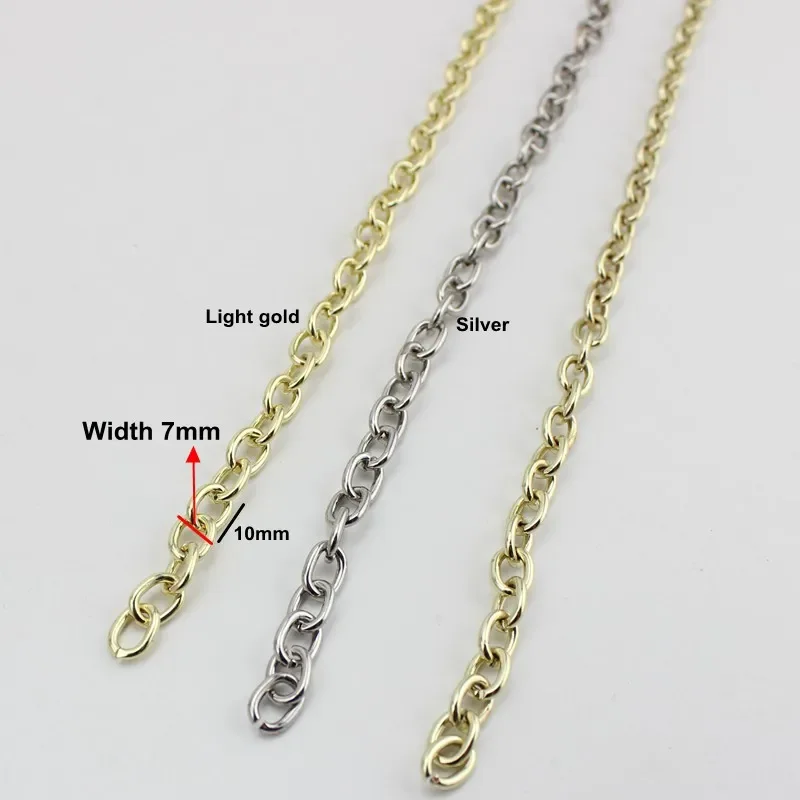 

10 meters DIY package chain 7MM gold shoulder bags strap replacement hardware accessories with a thin chain