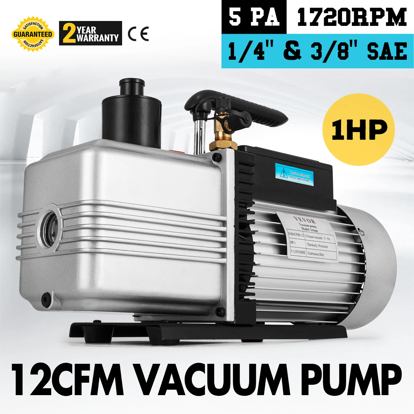 VEVOR 12CFM 1 HP Single Stage Air Conditioning Vacuum Pump Vacuum Refrigerant HVAC Air Tool  for Automobile Vacuum Evacuation