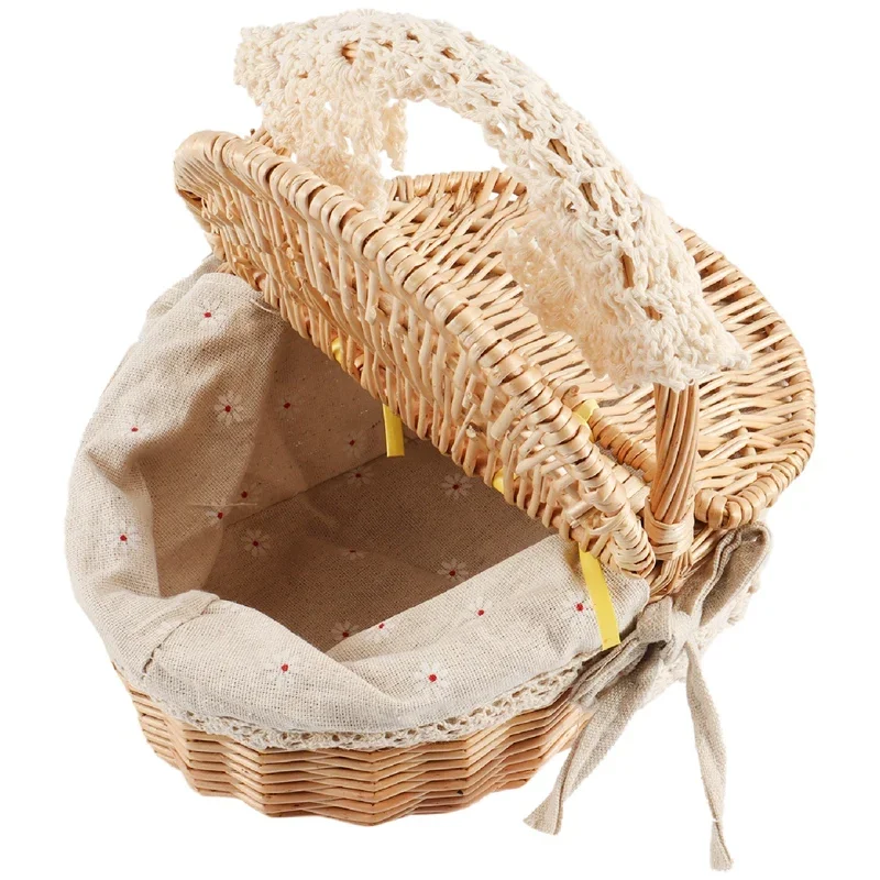 

Picnic basket Hand Made Wicker Baskt Wicker Camping Picnic Baskt Shopping Storage Hamper and Wooden Wicker Picnic Basket