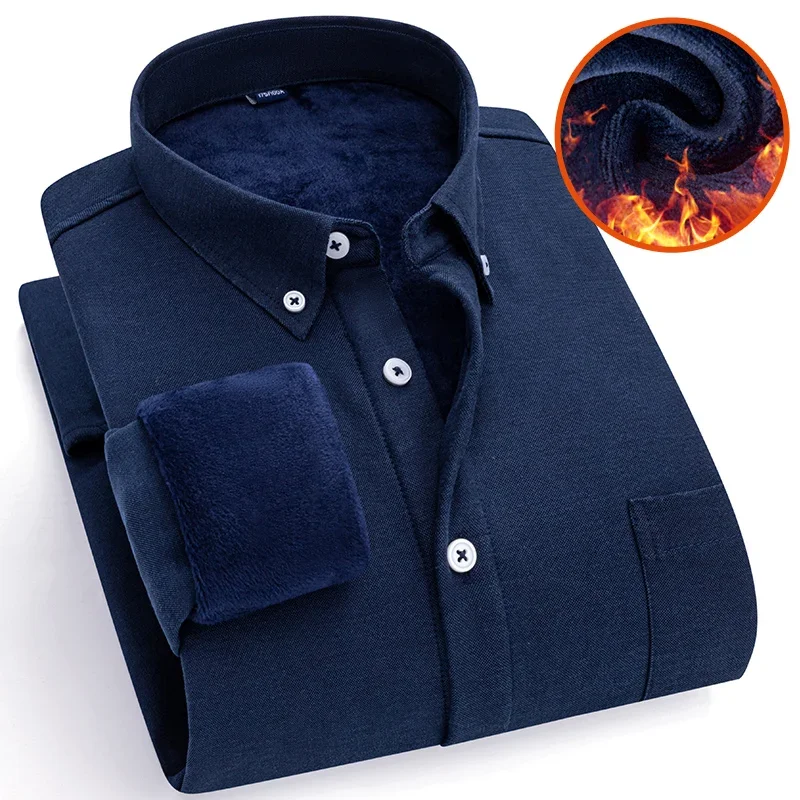 

Asian Size Mens Striped Long Sleeve Padded Shirts, Single Button Square Collar Winter Thick Shirt, Business Casual Warm Top.