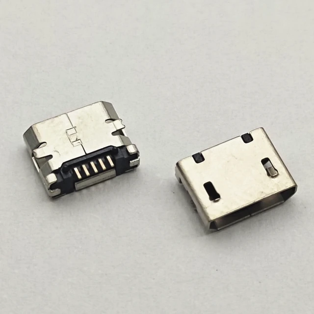 100 szt. Złącze Micro USB SMD gniazdo żeńskie Bez bocznego złącza Płaskie usta 5-pinowe Krótki pin do telefonu komórkowego Wtyk do transmisji danych Port ładowania