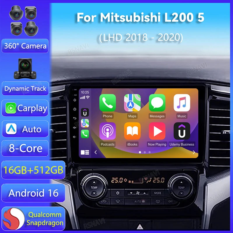 MITSUBISHI カーナビ Android 16 Car Radio For Mitsubishi L200 5 RHD 2018 - 2020 Carplay