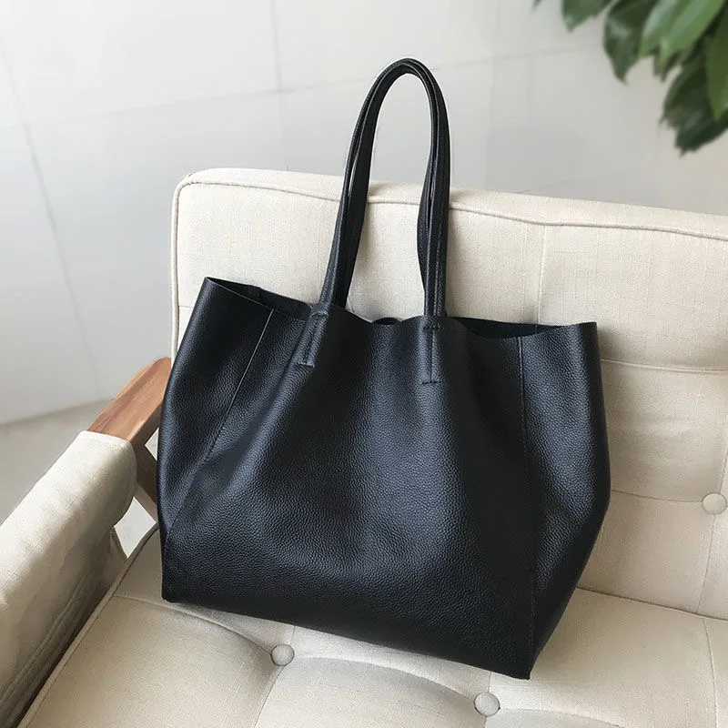 Genuine Leather Women big Shoulder Bag Soft New Luxury Natural Leather Bag Laptop Handmade Large korea new Handbag tote bag