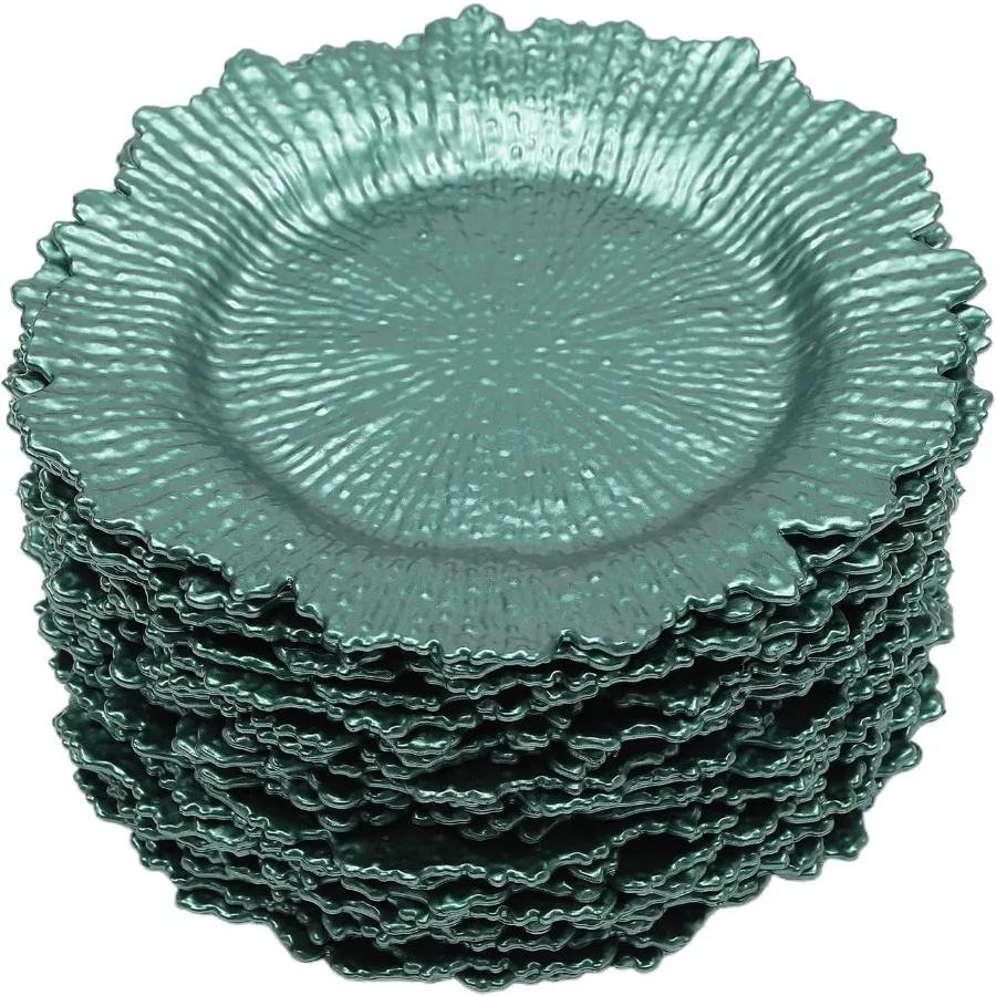 

Charger Plates Set Round Charger Plates 13'' Reusable Serving Plates Wedding Decorative Chargers Patterned Snack Trays Embossed