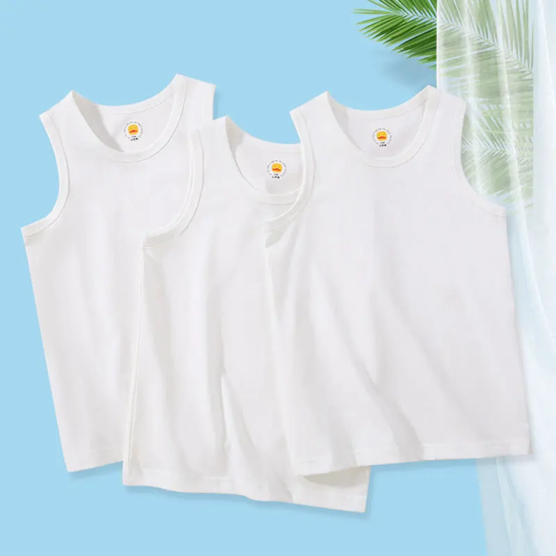 3 Pcs/pack Children's Sleeveless Vest Cotton Tank Tops for Kids T-shirt Solid Color Boys Girls Base Shirt Toddler Underwear