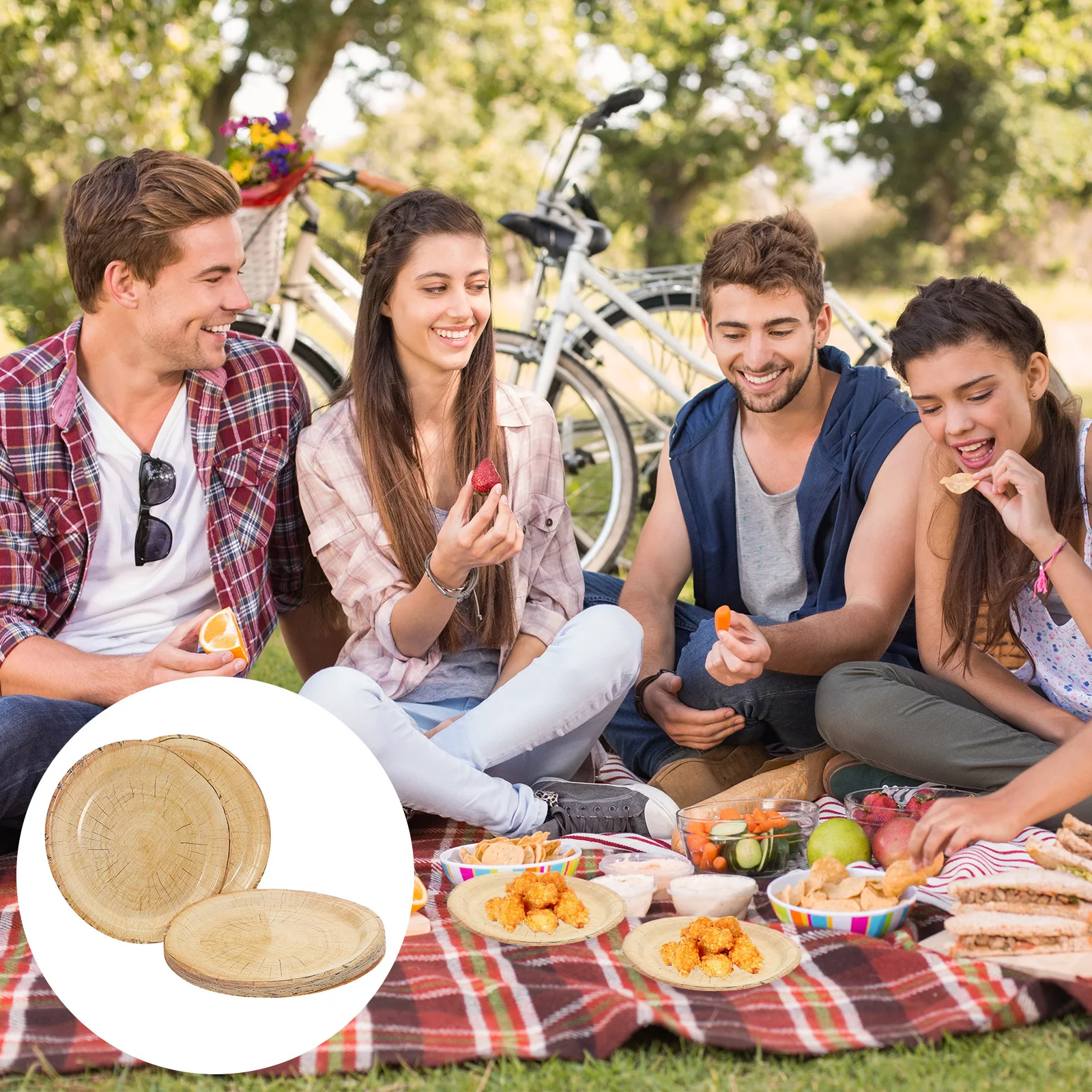 

16Pcs Disposable Wood Grain Paper Plates Rustic Vintage Style for Birthday Outdoor Picnic Farmhouse Wedding Party