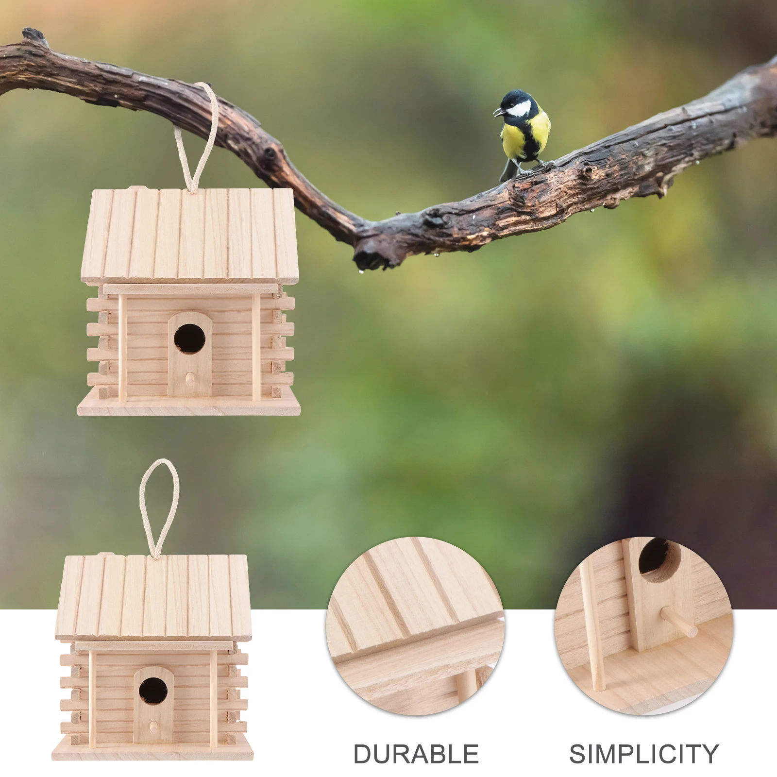 

Wooden Bird Nest Hut For Small Birds Comfortable Sleeping Place Outdoor Nesting House Accessories