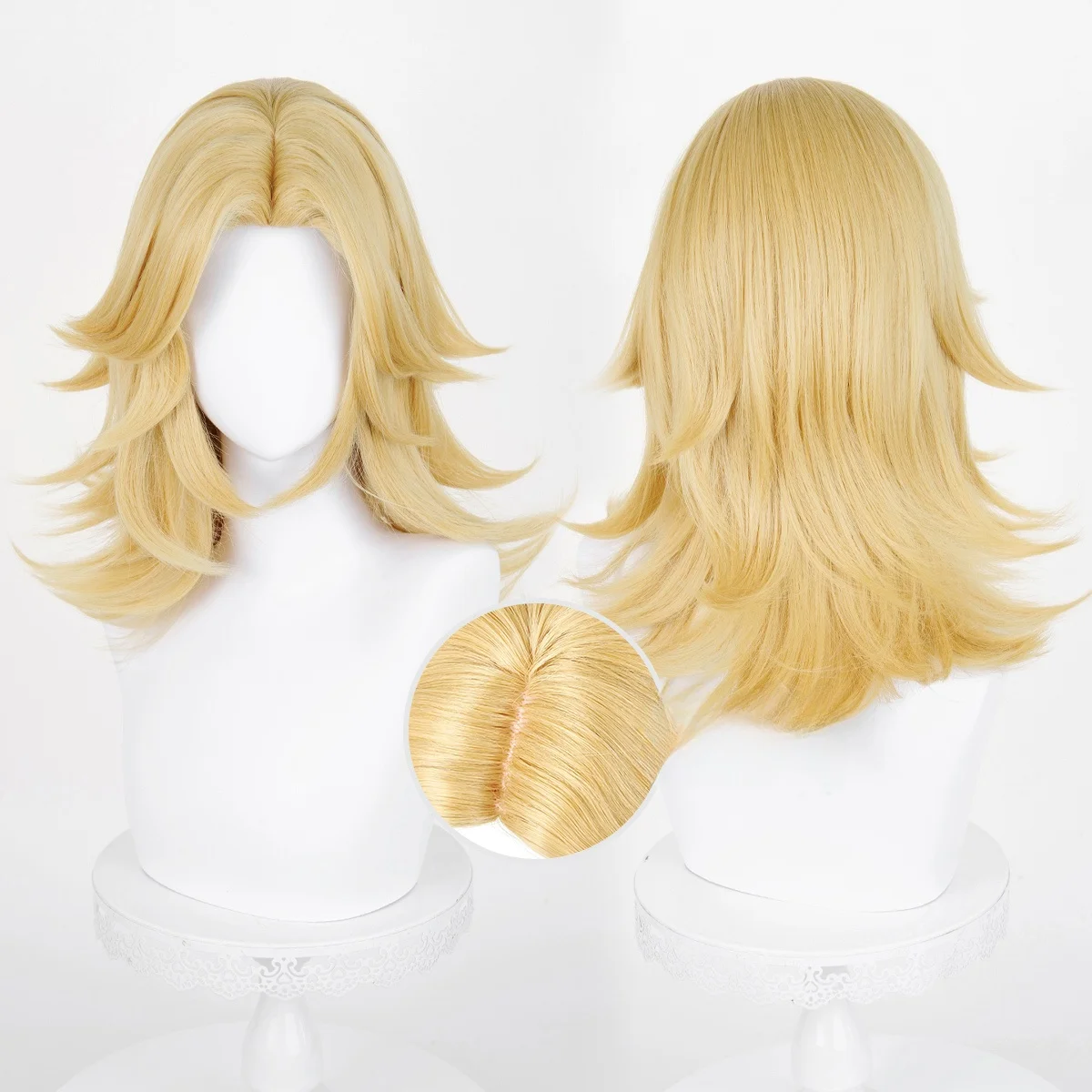 

Invisible Woman Cosplay Wig Women's Mixed Golden Hair Top Hat Fake Hair Accory for Par And Performance