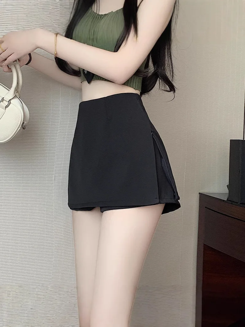 Spring Women's Mini A-Line Skirt Slit Suit Style High Waist Bodycon Skirt Short Skirt Polyester Fabric Fresh Sweet Style