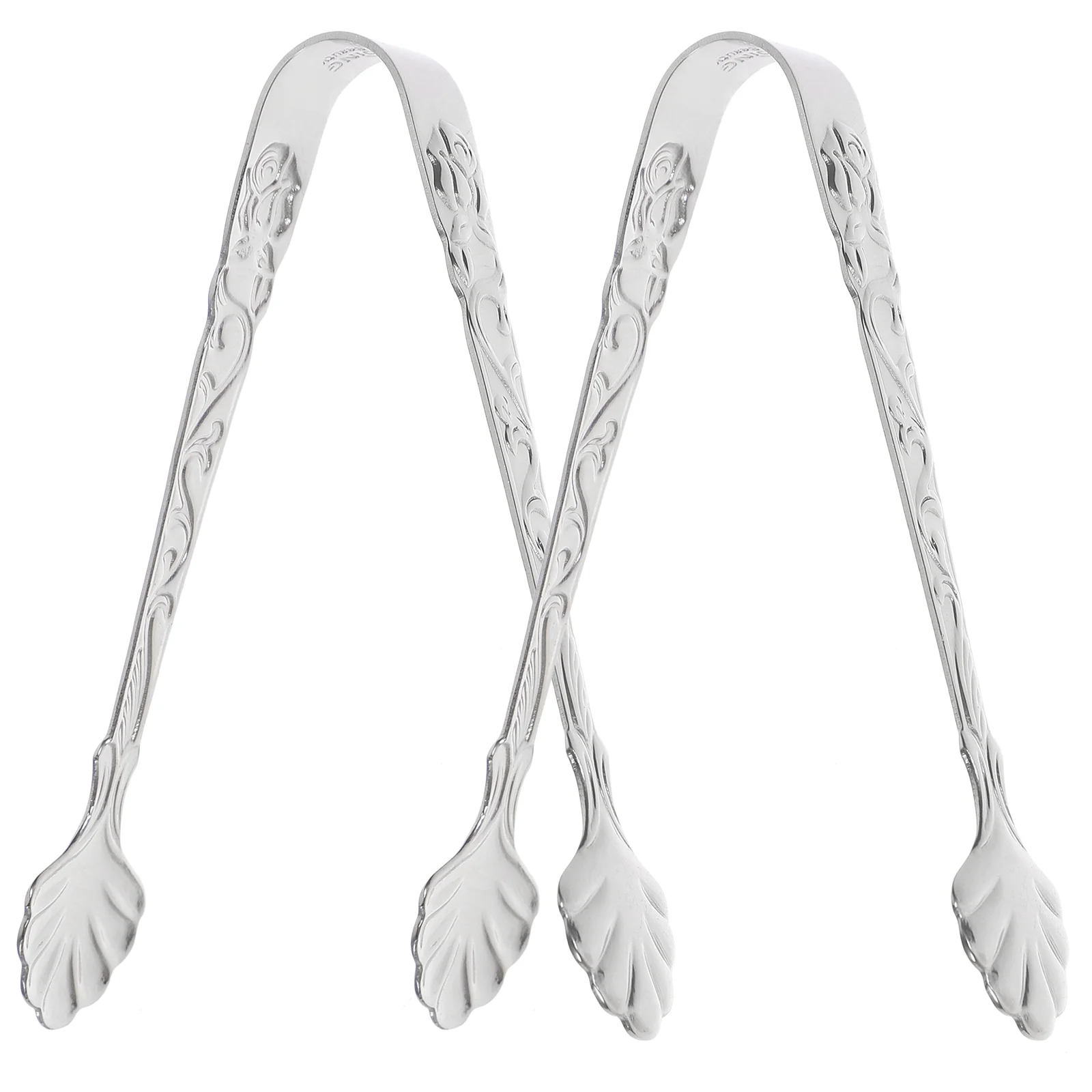 2 Pcs Cube Food Clip Sugar Cubes Ice Tongs Decorative Silver Stainless Steel Nutcracker