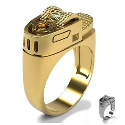 Creative Lighter Modeling Ring European And American Punk Style Punk Plated 14k Gold Men's Ring