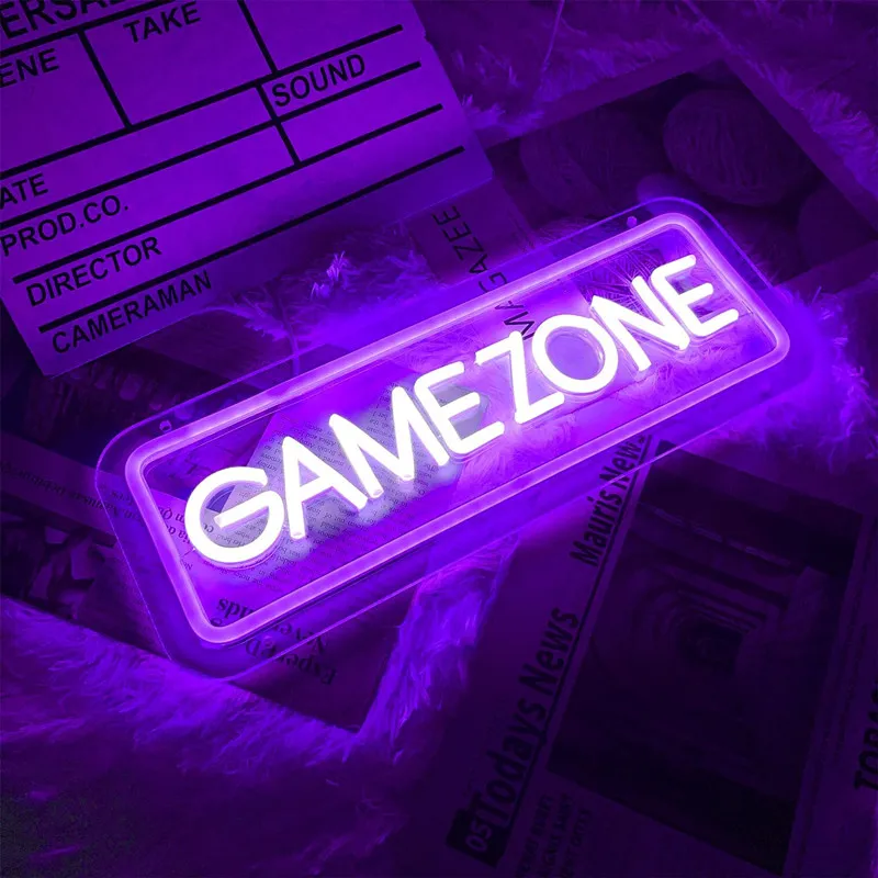 Game Zone Neon Sign Custom Neon Signs Game Room Decor USB Led Light for Dorm Room Decoration Home Wall Decor Personalized Gift