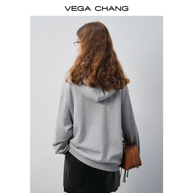 Vega Chang الخريف والشتاء المرأة الجديدة مقنعين البلوز الأمريكية الرجعية الدب طباعة العصرية بارد لطيف فضفاض الأعلى