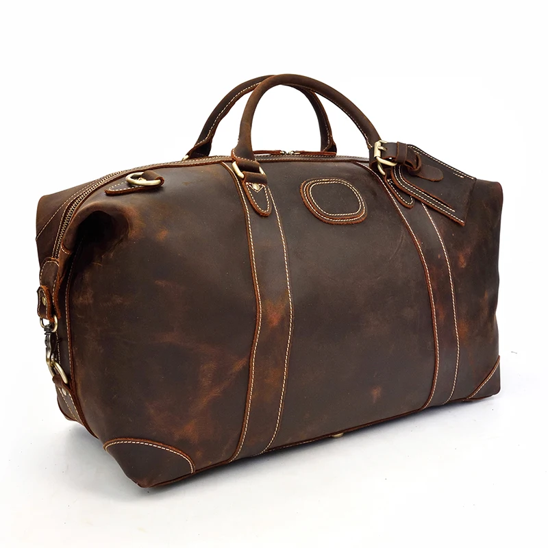 Sac de sport rétro en cuir véritable pour homme, sac de week-end en cuir de vachette, sac à main fourre-tout, grande capacité, initié vintage