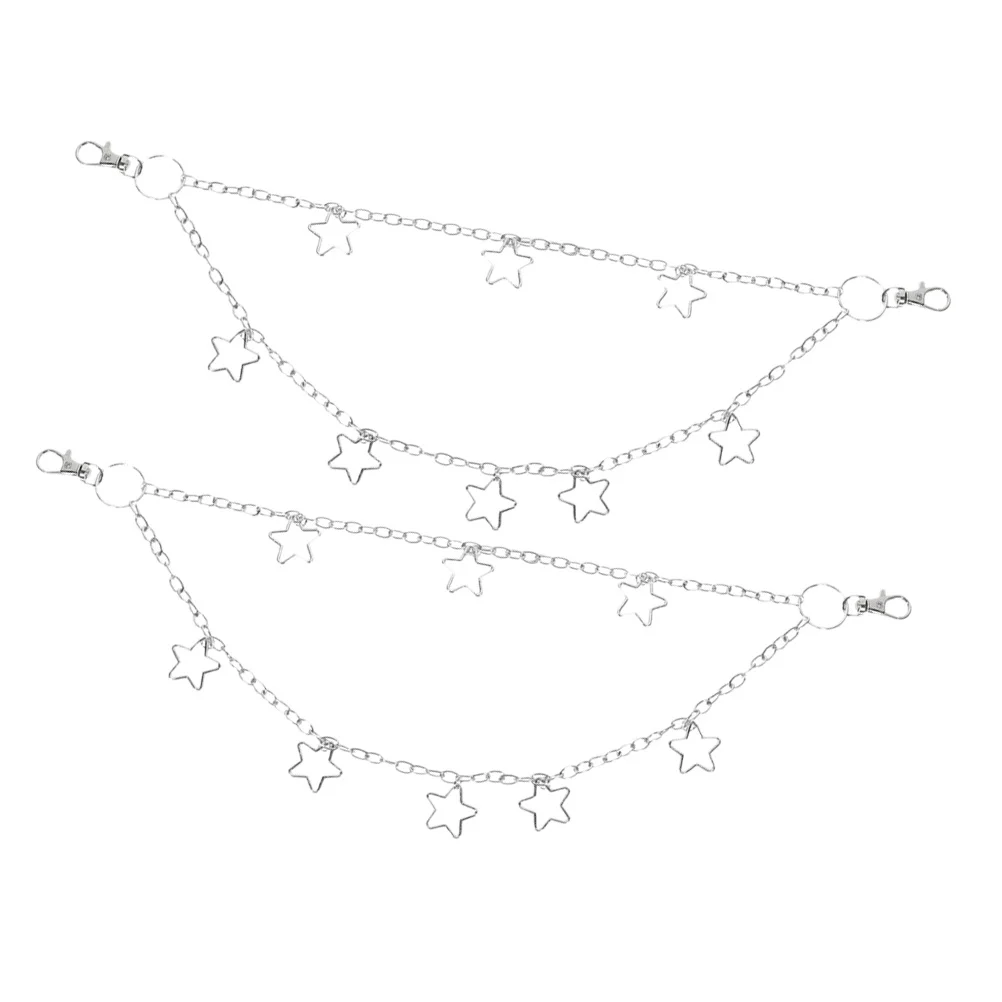 Cadena con colgante de estrella para pantalones, cadenas vaqueras en capas de Hip Hop, accesorios góticos Punk, cinturón para pantalones, bolso, billetera, cadenas, 2 uds.
